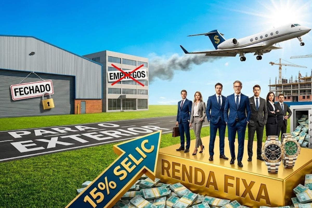 Com Selic a 15%, a elite brasileira prefere renda fixa, adia investimento produtivo e aprofunda a estagnação econômica em vez de correr risco e gerar empregos.