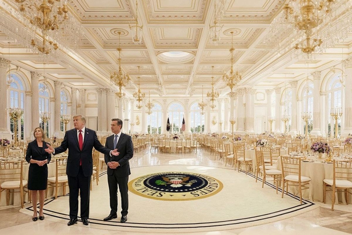 O novo Salão de Baile da Casa Branca, com três andares de aço, vidro e mármore, foi projetado para jantares de Estado e para enfrentar crises com máxima segurança.