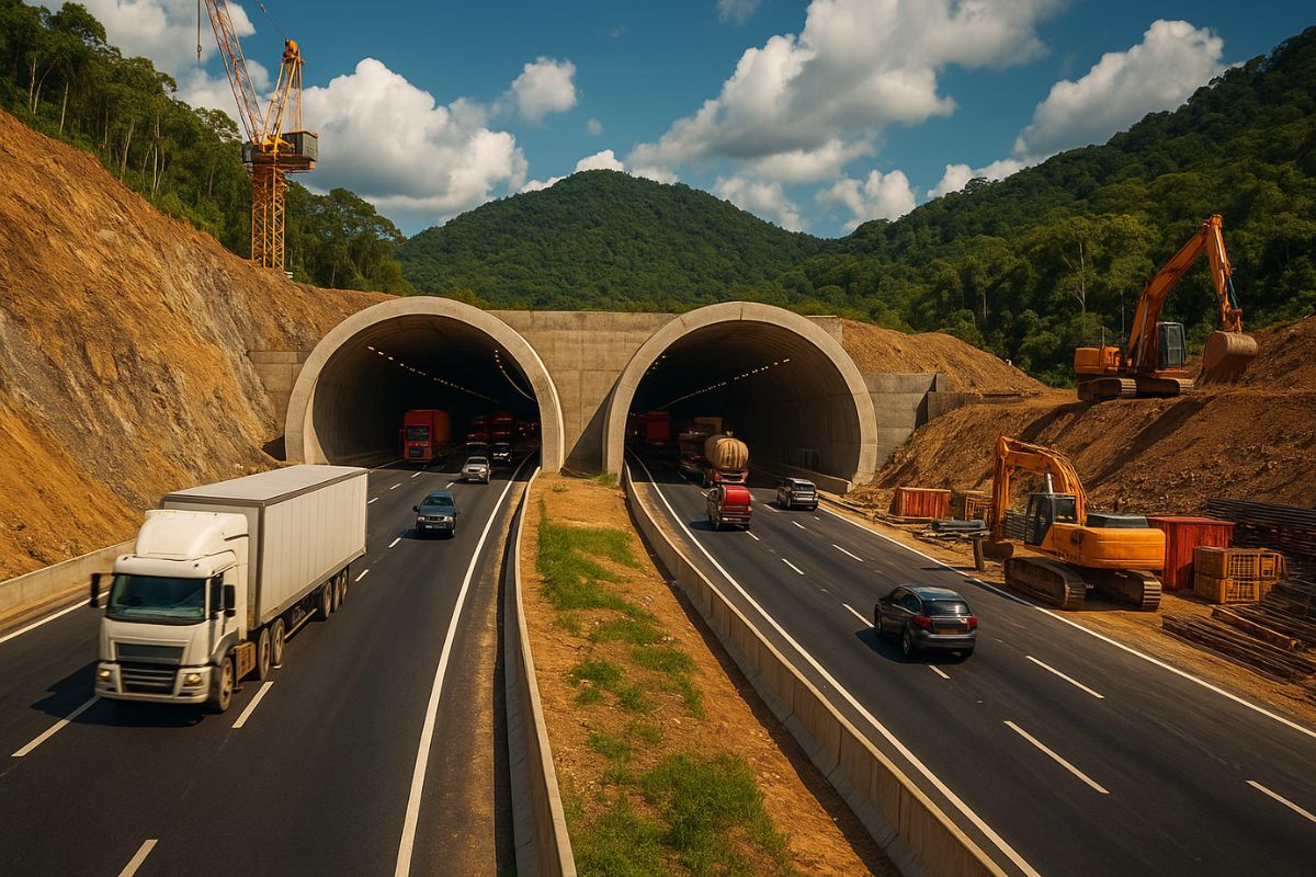 O túnel duplo da BR-280 avança como obra-chave da duplicação da BR-280, redesenha o tráfego no Norte de SC e fortalece a logística regional ao transformar a BR-280 em um corredor mais seguro e eficiente.