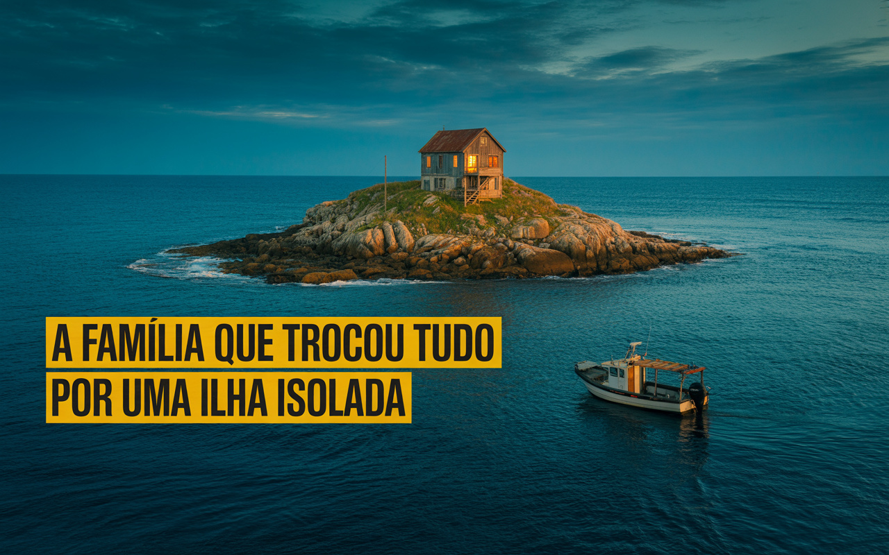 Família deixa tudo para trás e passa a viver em ilha que só pode ser acessada duas vezes por dia - isolamento total, silêncio e vida cercada pelo mar redefinem o sentido de liberdade