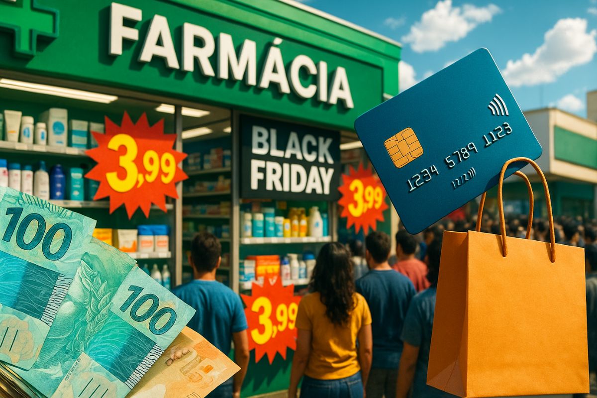 Farmácias antecipam Black Friday 2025 com promoções ao longo de novembro, descontos agressivos, parcelamento em até seis vezes e produtos de beleza e saúde.