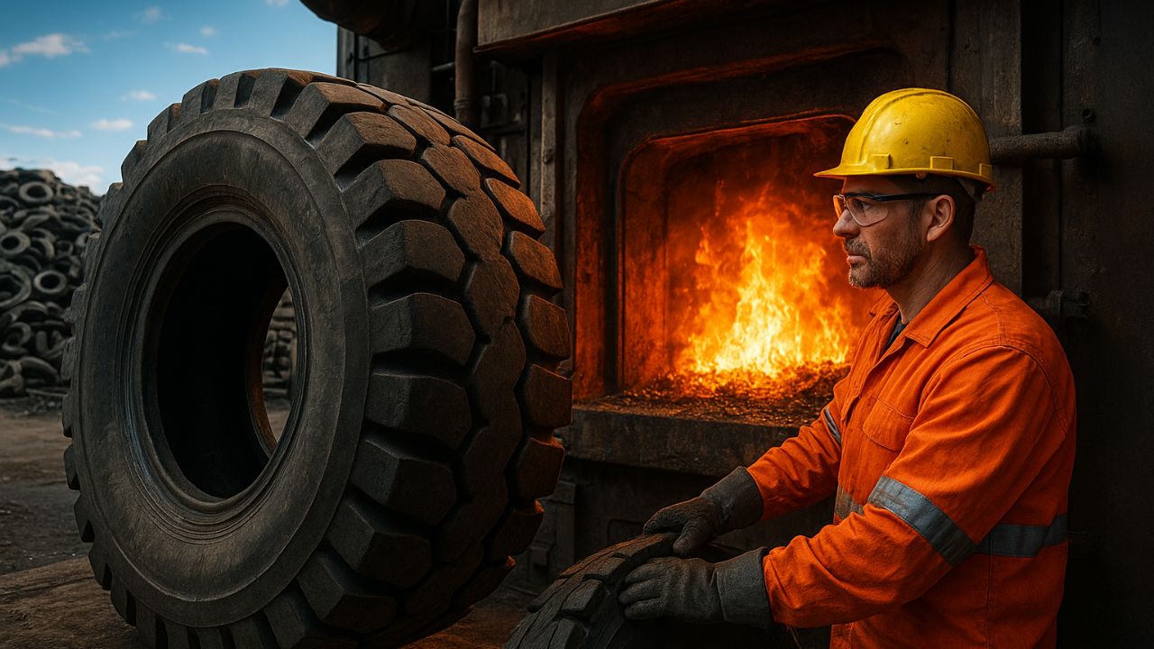 Gigantes de borracha Como Pneus de 4 Toneladas São 'Cozidos' em Fornos Para Virar Asfalto e Combustível, Criando um Negócio Milionário a Partir do Lixo Ambiental