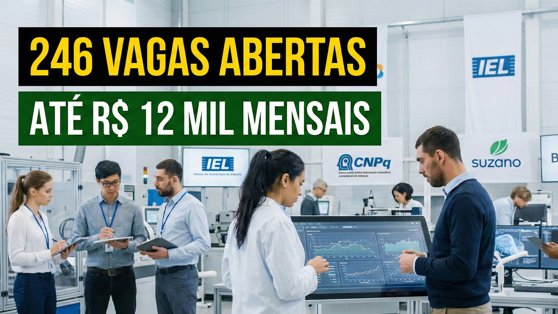 IEL abre 246 novas vagas com bolsas de até R$ 12 mil em áreas como administração, marketing, biologia, química, estatística e psicologia