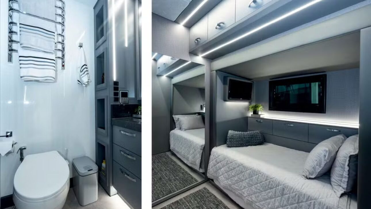Conozca el Scania 770 S V8, motorhome de lujo de R$ 3,3 millones con 770 cv, 45 m² y tecnología de conexión vía satélite.