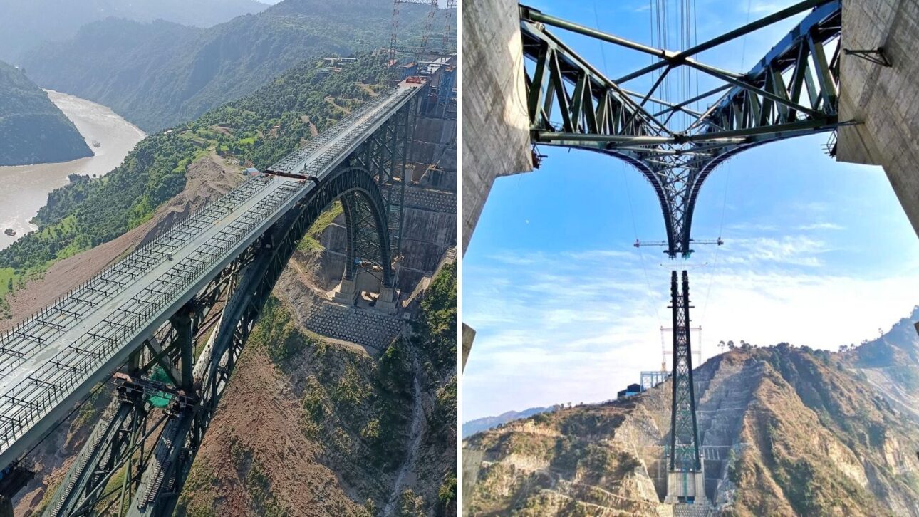 La estructura metálica de 1.315 m del arco del Chenab Rail Bridge muestra cerchas y conexiones diseñadas para vientos, sismos y vida útil prolongada. (Imagen: Orione Hydraulics)