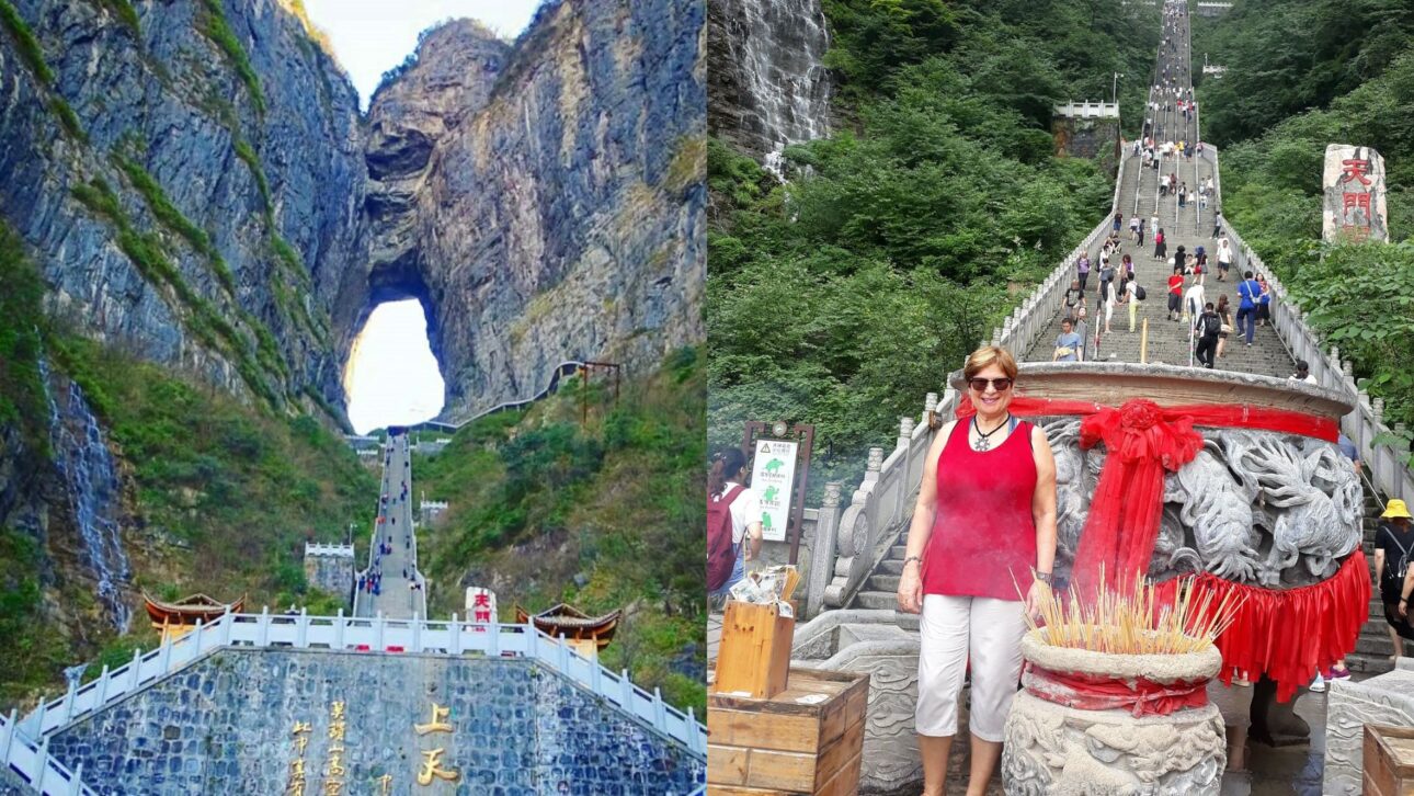 SUV híbrido de Chery intenta subir escalinata histórica en China, pierde tracción en los 999 escalones de la Montanha Tianmen y daña estructura turística.