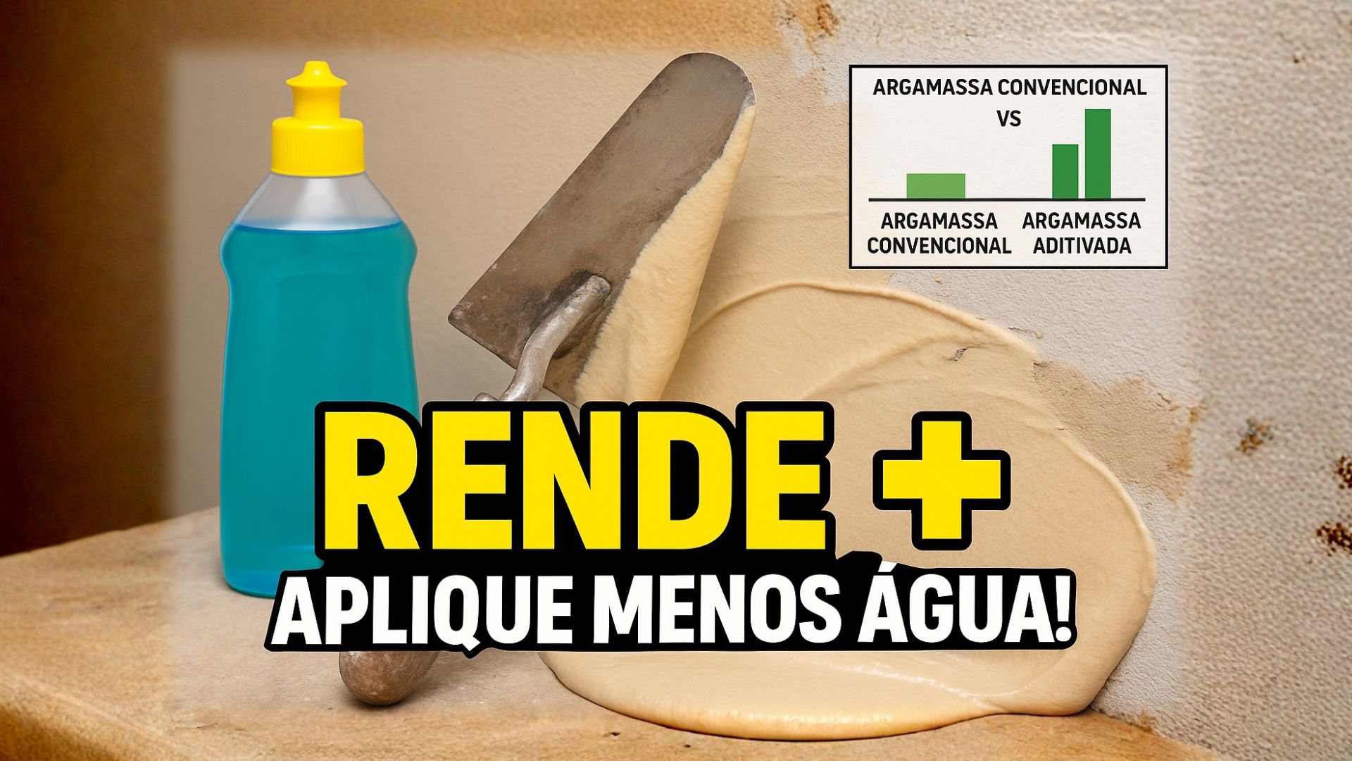 A técnica simples de adicionar detergente neutro à argamassa rende mais, facilita o reboco liso e reduz fissuras em reformas residenciais.