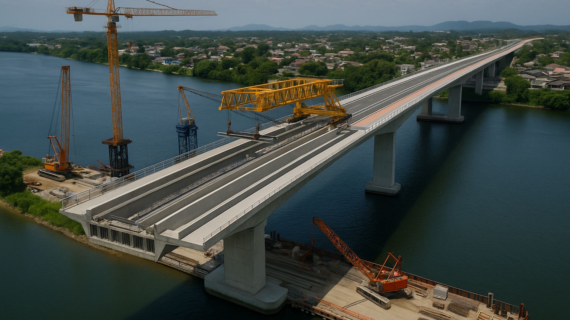 A Ponte Joinville avança sobre o Rio Cachoeira e deve reduzir a travessia para 10 minutos, mudando o trânsito e a logística da cidade.