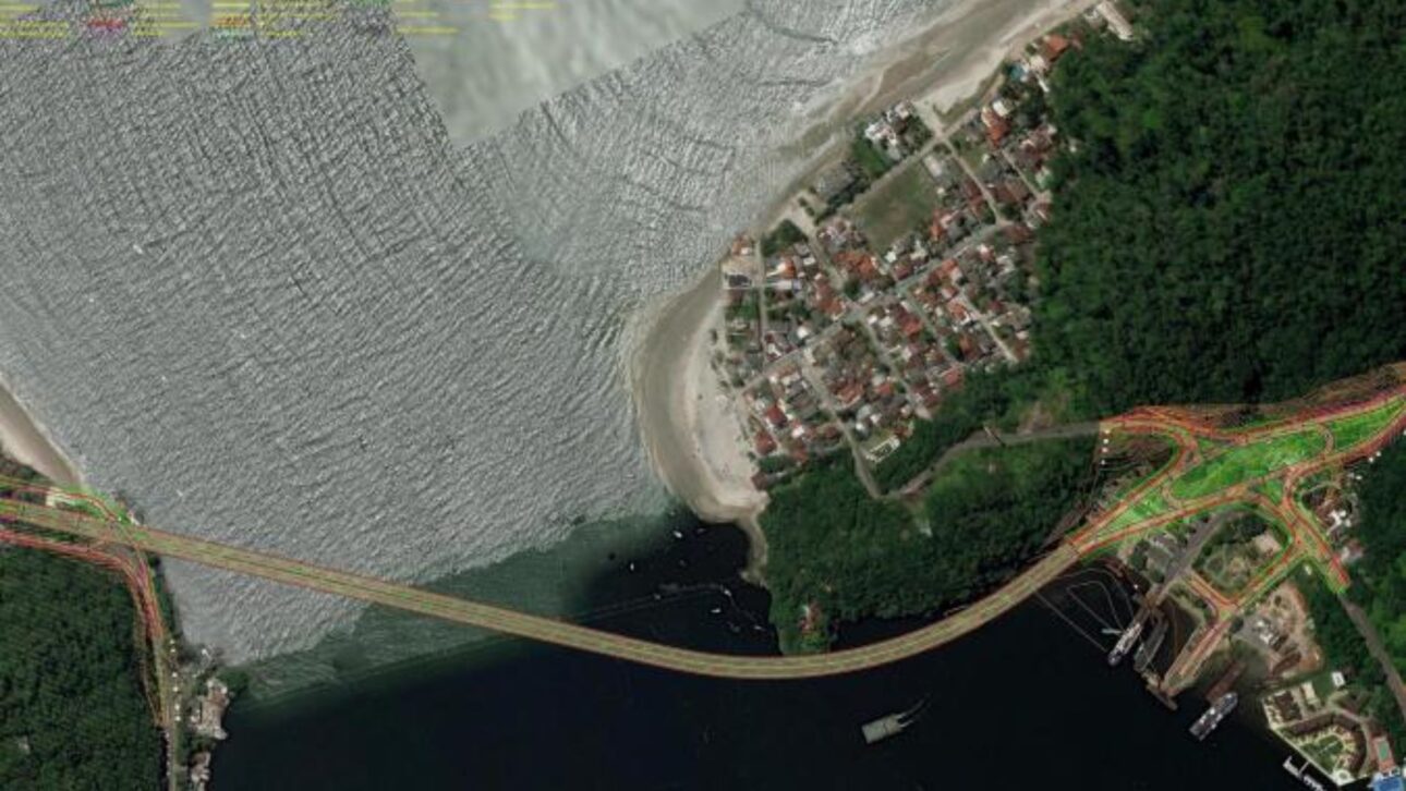 Mapa de las obras de la costa de Paraná mostrando el Puente de Guaratuba, PR-412 y reurbanización de la orla costera. (Imagen: Divulgación Gobierno de Paraná)