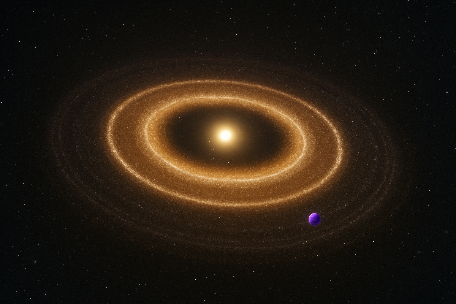 Protoplaneta WISPIT 2b em formação dentro de um anel de poeira de um disco protoplanetário observado pela Nasa.