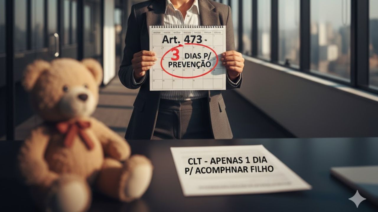 Nova lei dá 3 dias por ano para prevenção de câncer (Art. 473), mas CLT segue com lacuna e só permite 1 dia para acompanhar filho