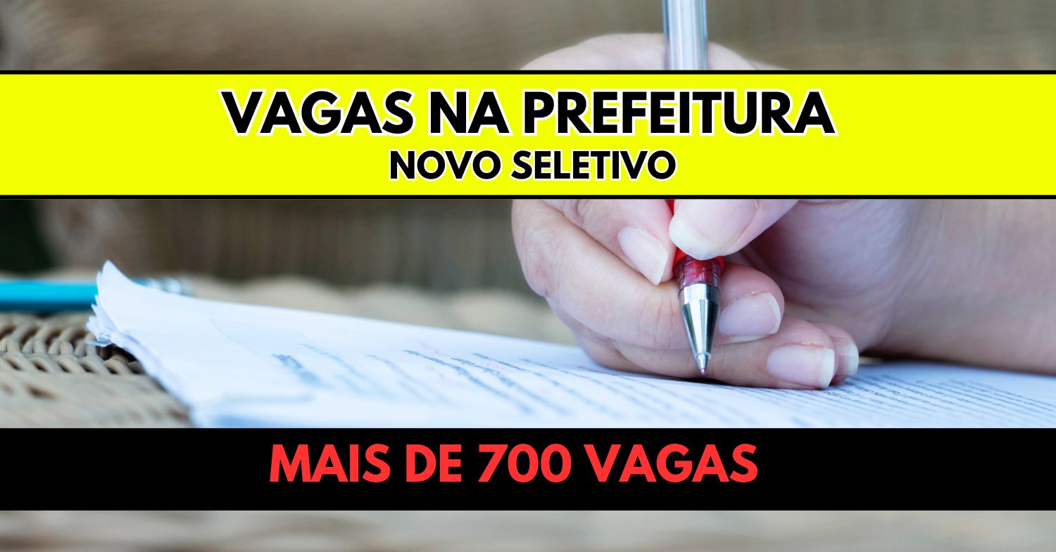 Prefeitura anuncia abertura de processo seletivo com salários de até R$ 4.513,30 para cargos de auxiliar de serviços gerais, vigia noturno, motorista, auxiliar administrativo e outras funções!