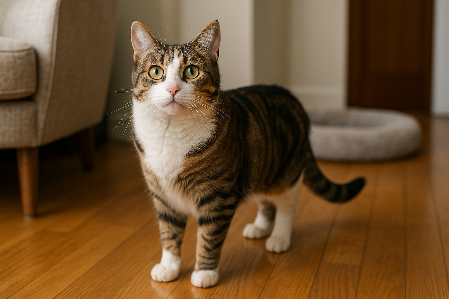 Gato em ambiente doméstico representando situações de abandono temporário previstas na nova lei de bem-estar animal de Santos.