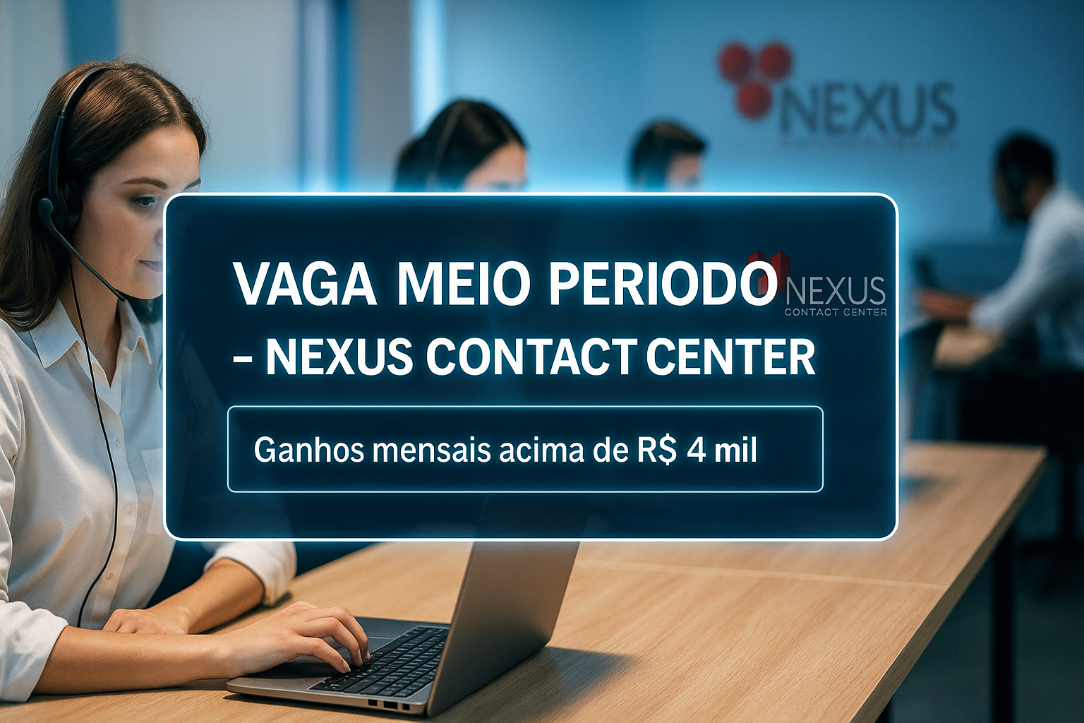 Trabalhe apenas 6 horas por dia e ganhe salário fixo de R$ 1.728,65 + bônus de até R$ 4 mil por mês para atuar como Negociador de cobranças na Nexus Contact Center em SC