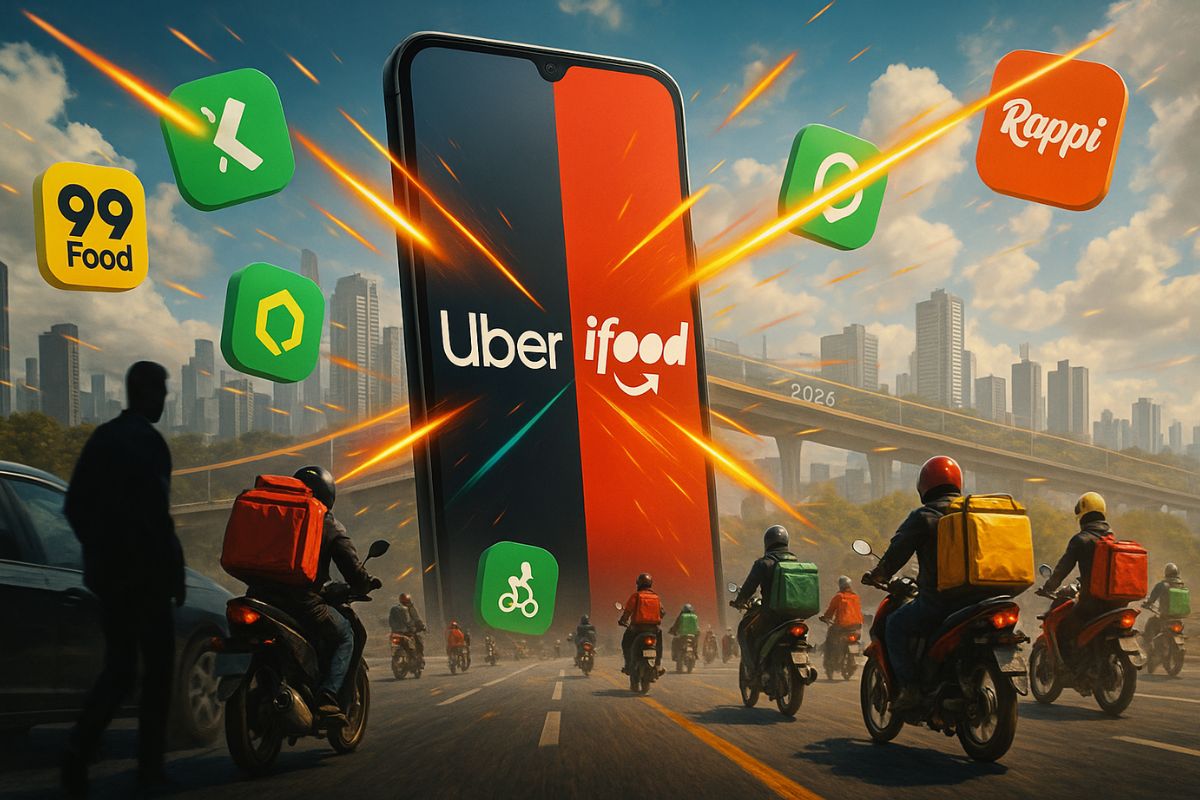 Integração entre Uber e iFood marca novo capítulo da guerra do delivery, explica mudanças nos apps de delivery e destaca a volta de rivais como 99Food.
