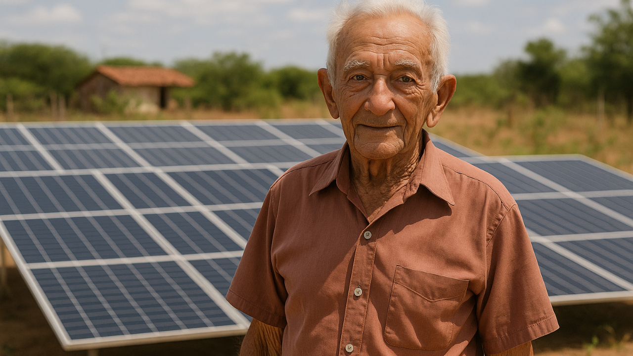 Agricultor de 89 anos reduz conta de luz de R$ 700 para R$ 80 com energia solar e conquista mais conforto no Ceará.