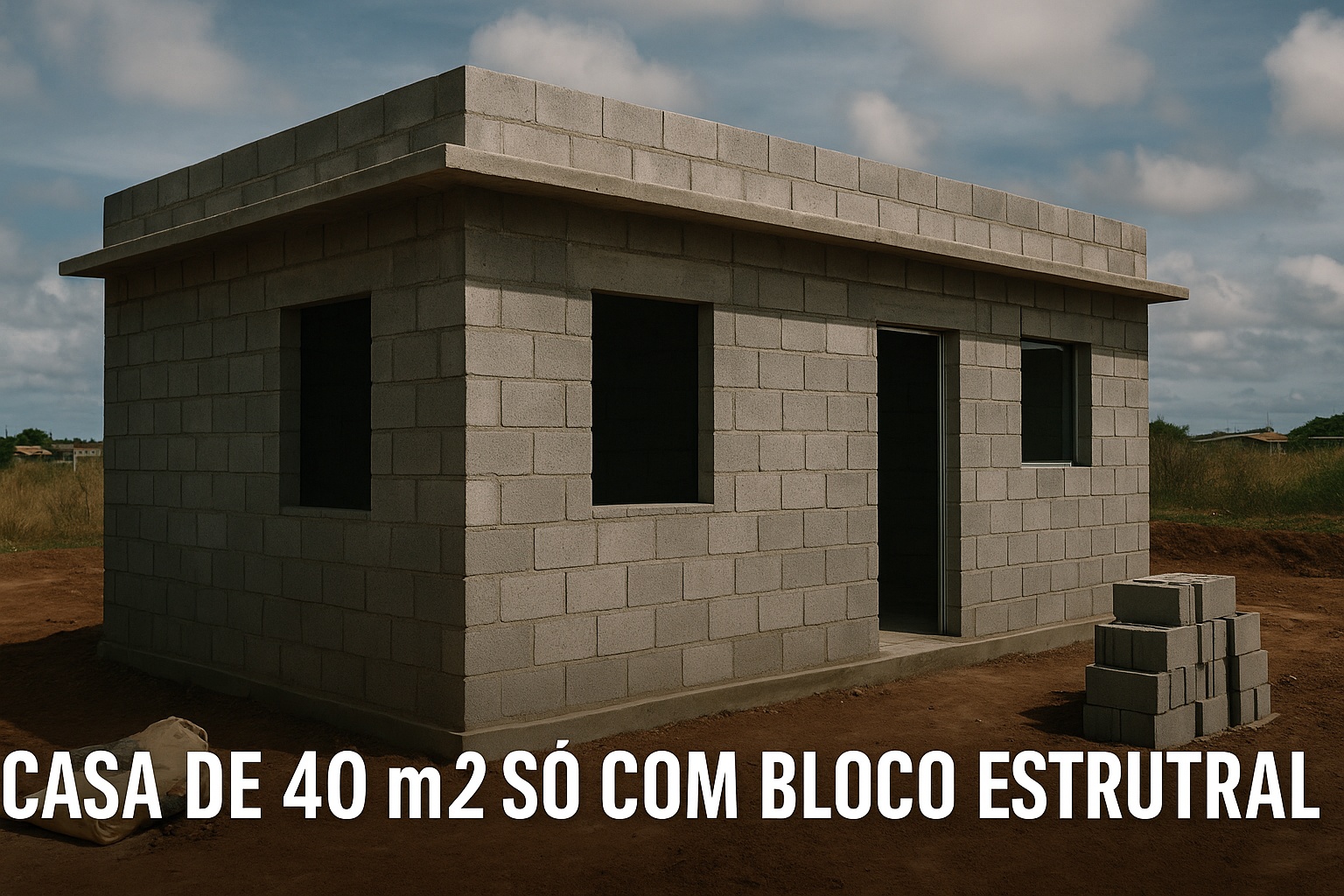 Quanto custa fazer uma casa térrea de 40 m² só com bloco de concreto estrutural sem reboco e acabamento minimalista