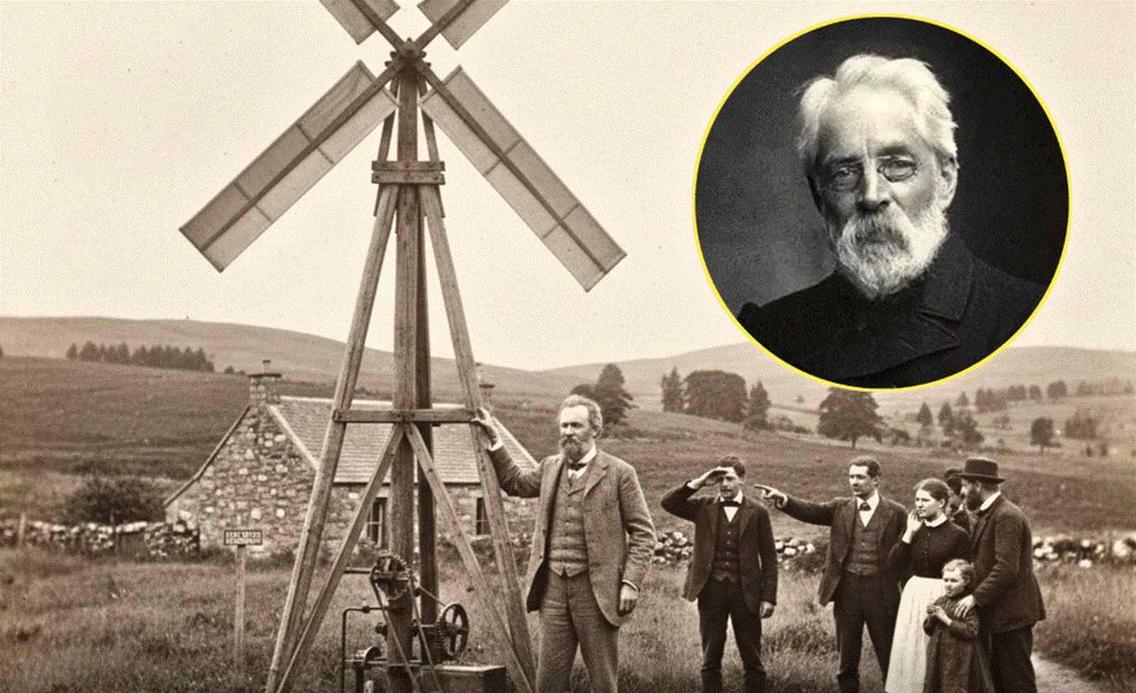 Em 1887, James Blyth criou a primeira turbina eólica funcional e viu sua oferta de energia limpa ser rejeitada pela vila por superstição
