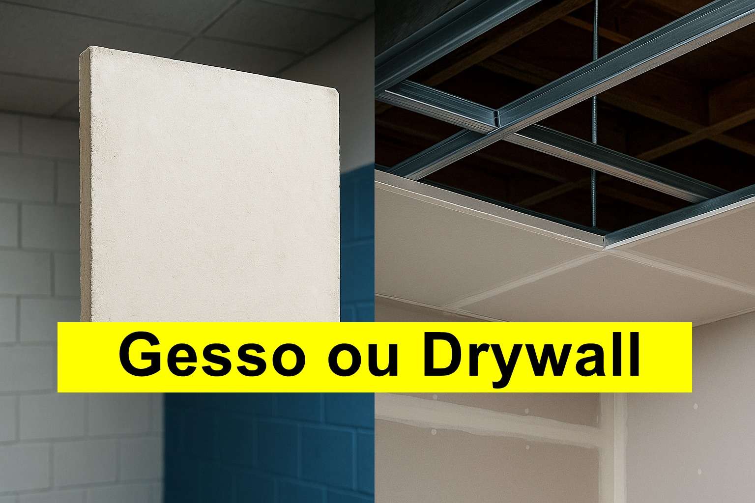 Análise detalha diferenças entre drywall e gesso de plaquinha, incluindo custo, montagem, manutenção e aplicação ideal para cada tipo de obra