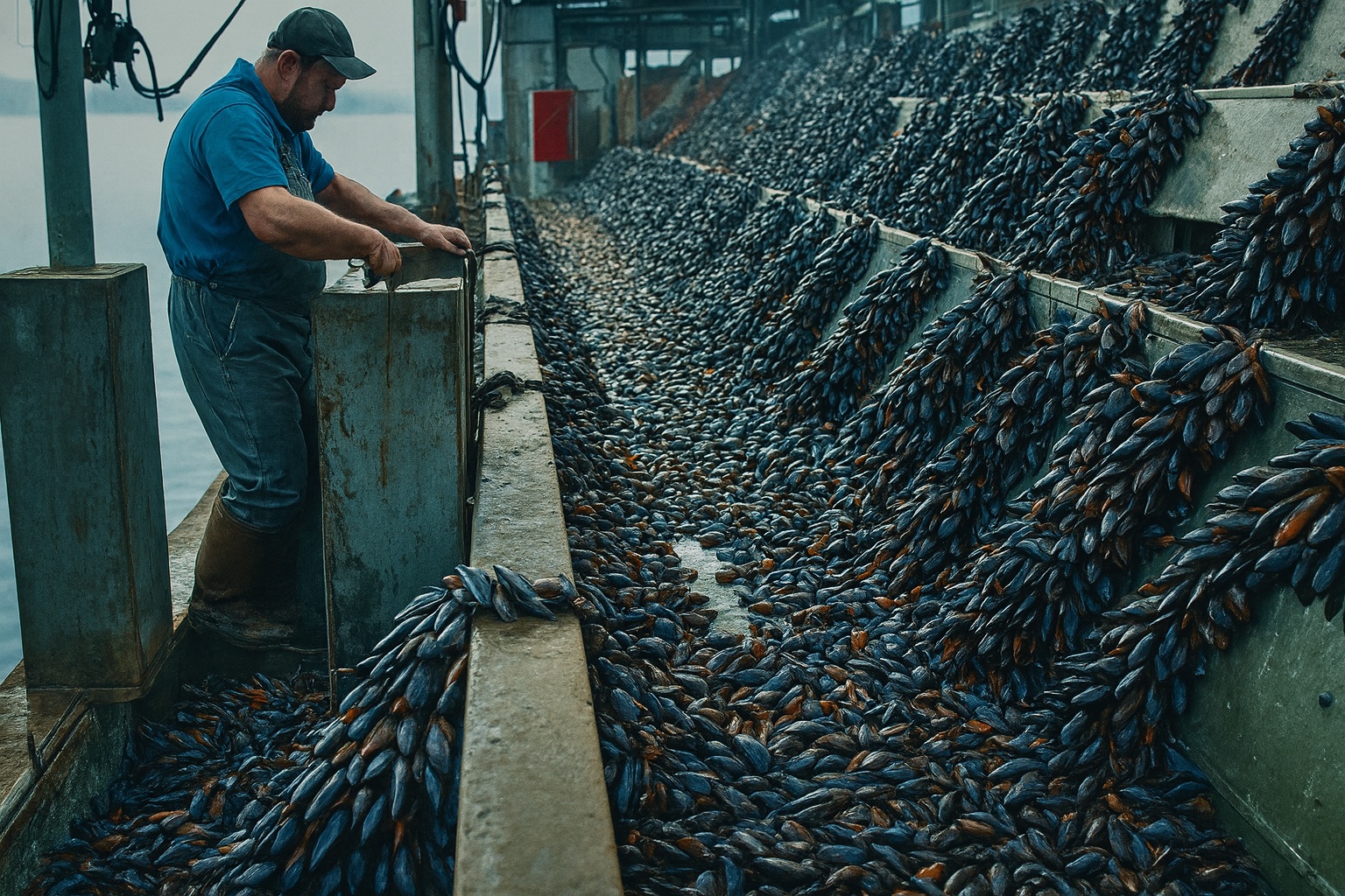 Com mais de 800 mil toneladas por ano, a China domina mais de 60% de toda a produção mundial de mexilhões e opera megafazendas marinhas que transformam o cultivo em uma das maiores indústrias de proteína do planeta