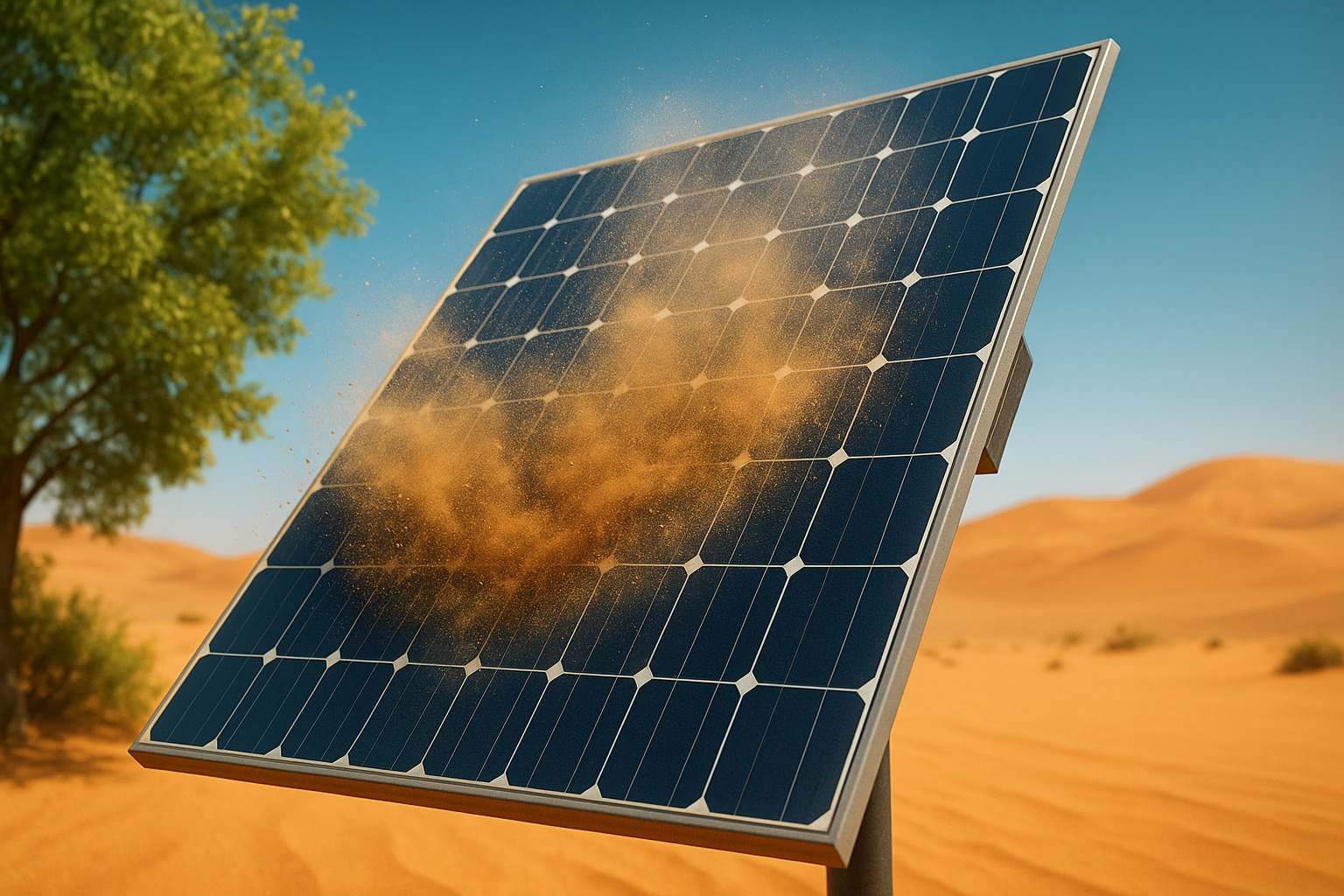 Tecnologia egípcia cria painéis solares que vibram sozinhos, removem poeira sem água e aumentam a eficiência energética em regiões desérticas