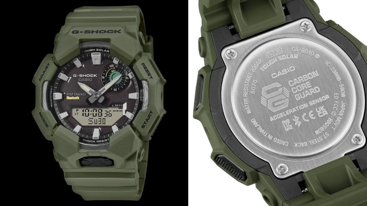 Casio apresenta no Japão a nova geração de relógios G-Shock GA-B010, equipados com tecnologia de energia solar, conexão Bluetooth e estrutura em bioplástico reforçado. Fonte: Casio