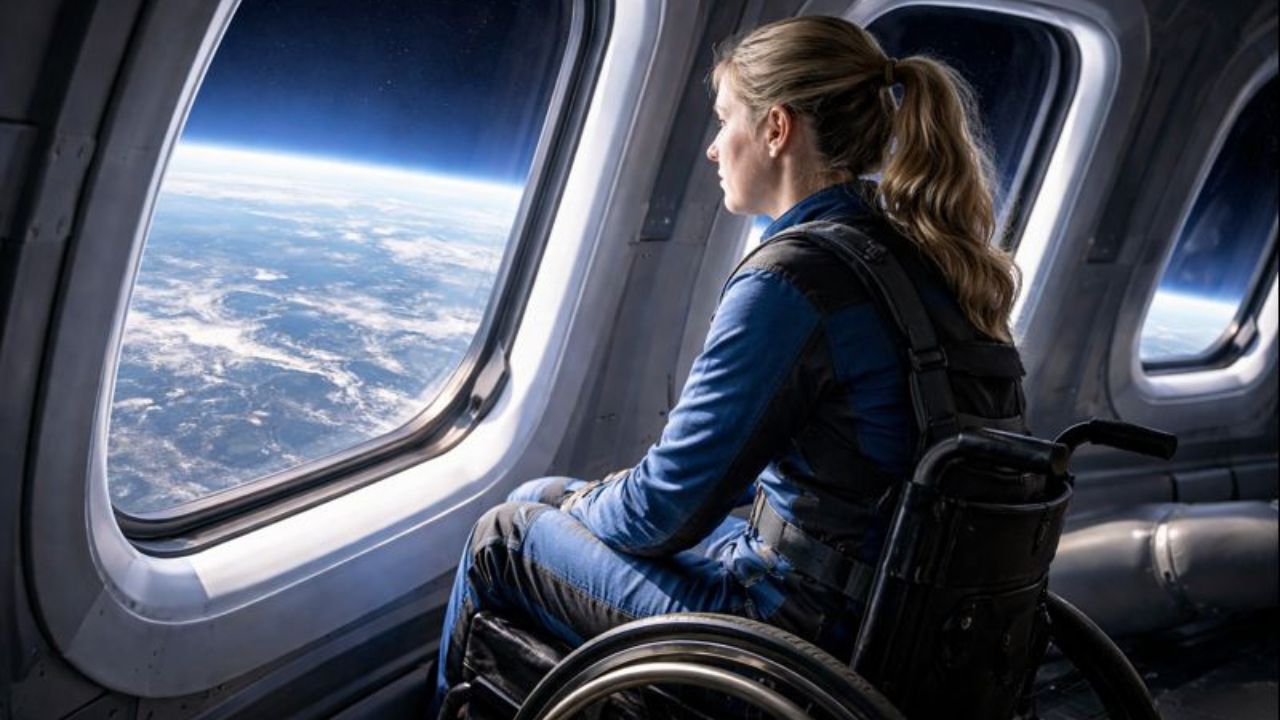 Alemã se torna a primeira cadeirante a participar de um voo espacial em missão da Blue Origin com o foguete New Shepard, no Texas.