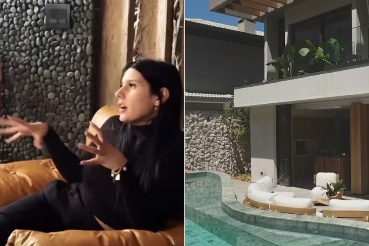 Tour pela mansão de Ana Castela em Londrina, uma fazenda de luxo com celeiro moderno, piscina com telão e escultura de boiadeira em tamanho real.