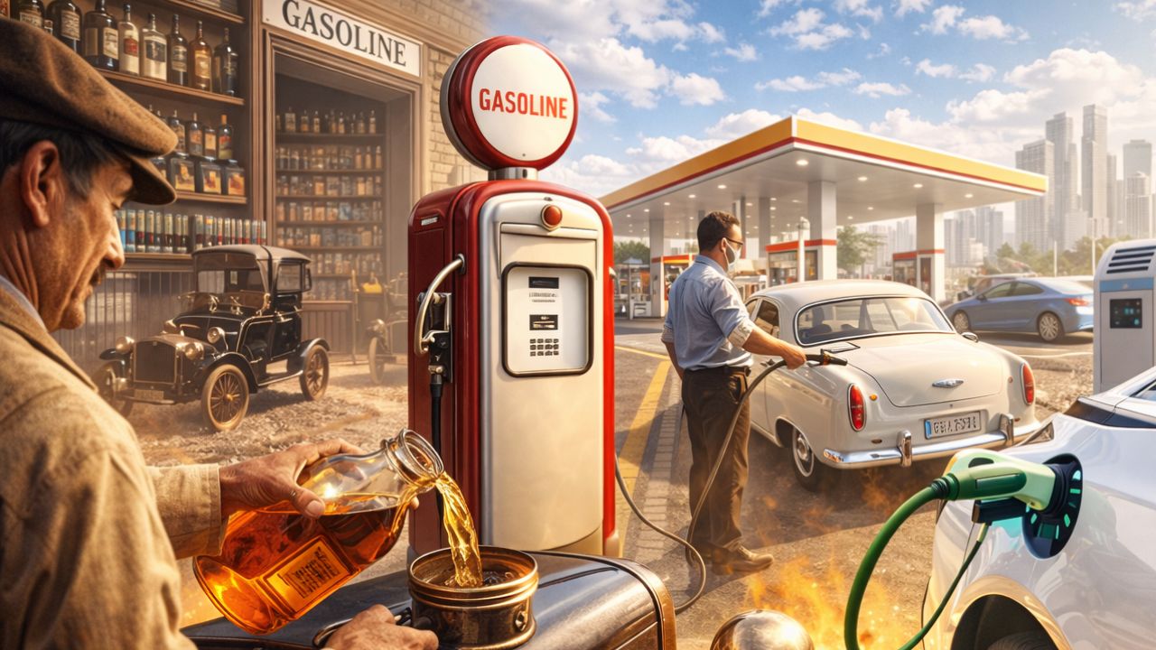 Antes dos postos, motoristas compravam gasolina em farmácias como a improvisação virou infraestrutura global e transformou o abastecimento de carros (1)