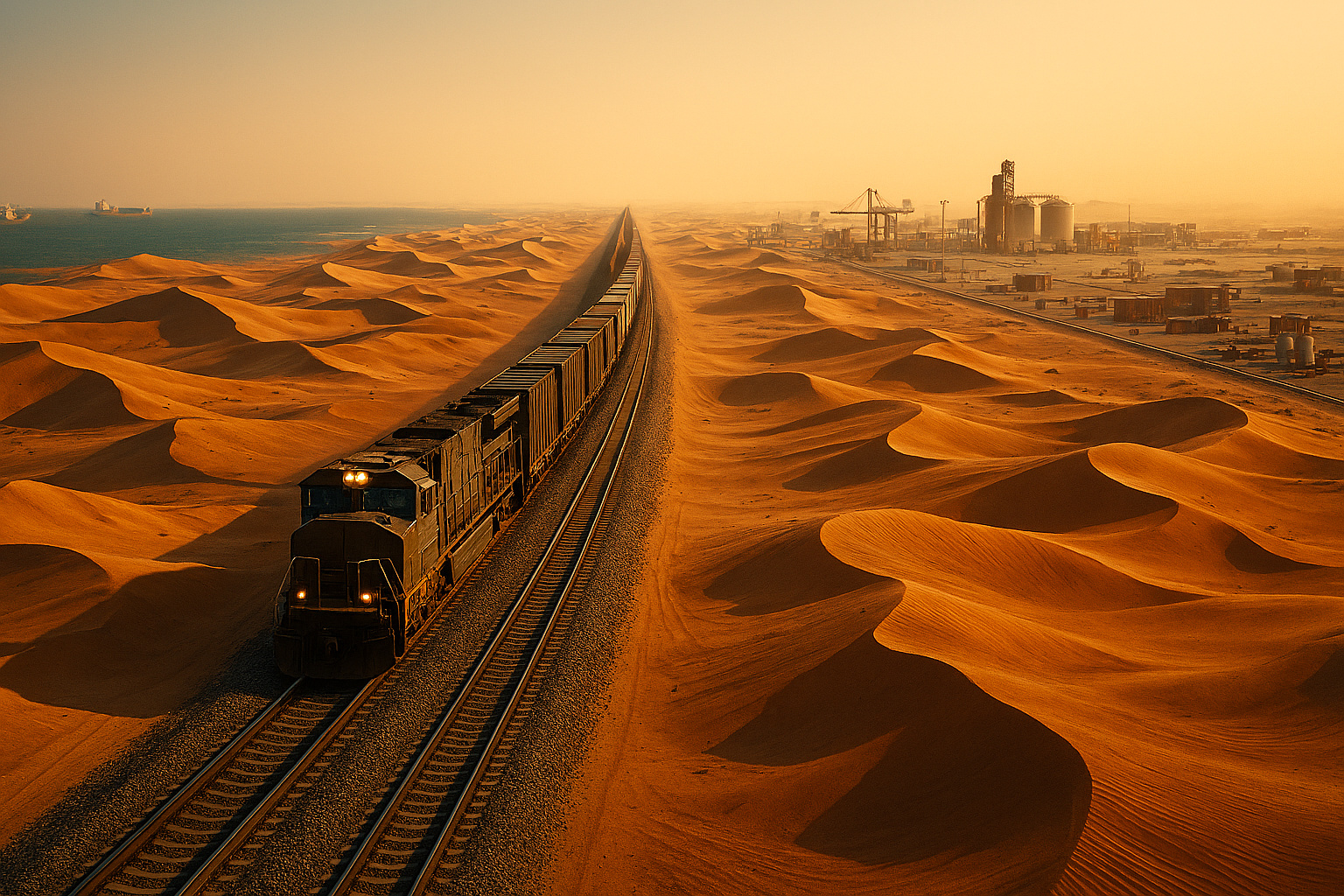 Arábia Saudita rasga o deserto com trilhos de milhares de quilômetros, liga Mar Vermelho ao Golfo em menos de 24 horas e aposta em uma ferrovia monumental para desafiar rotas marítimas que movem trilhões no comércio mundial