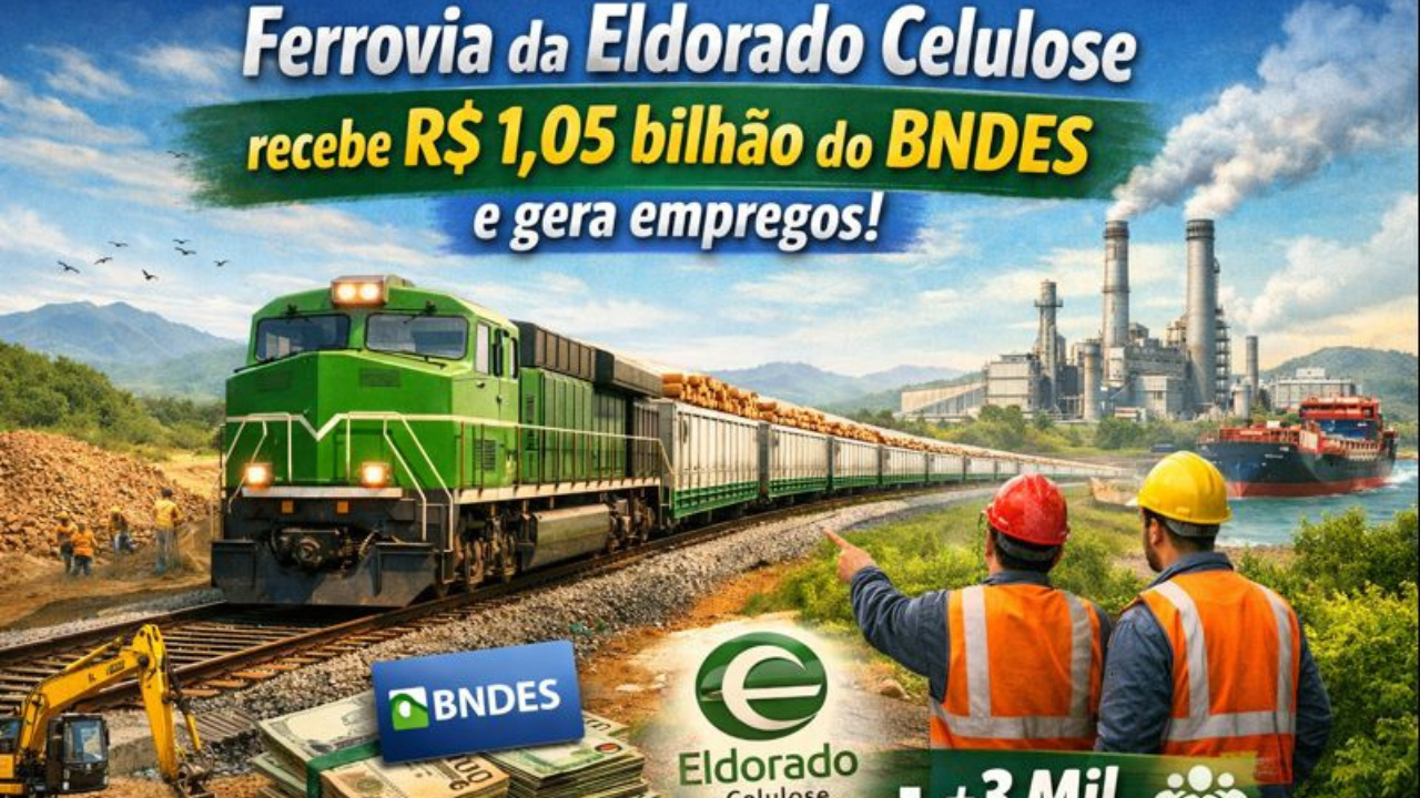 Nova ferrovia da Eldorado Celulose, financiada pelo BNDES, promete reduzir emissões e ampliar a competitividade do setor.