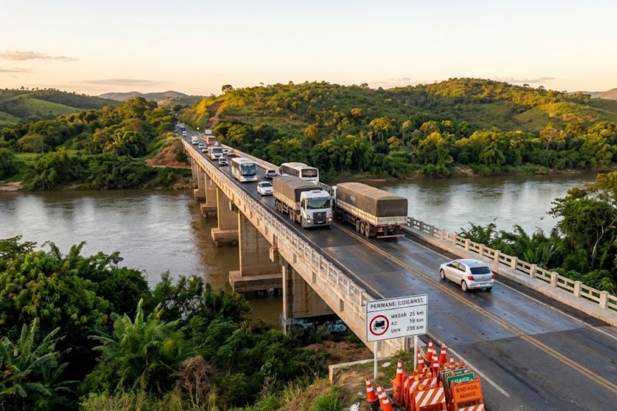 Na BR-101, ponte sobre o Rio Jequitinhonha será liberada, fim do Pare e Siga, menos uso do desvio da Veracel e trânsito mais seguro no Rio Jequitinhonha.