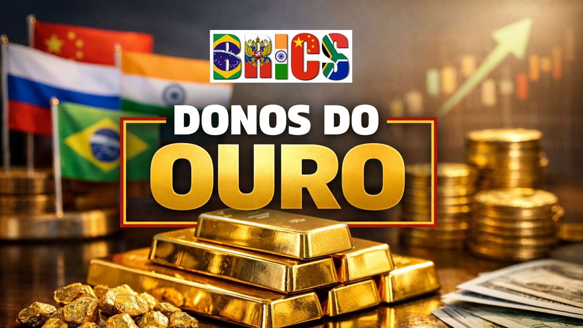 BRICS controlam 50% da produção global de ouro, ampliam reservas e reduzem uso do dólar no comércio internacional.