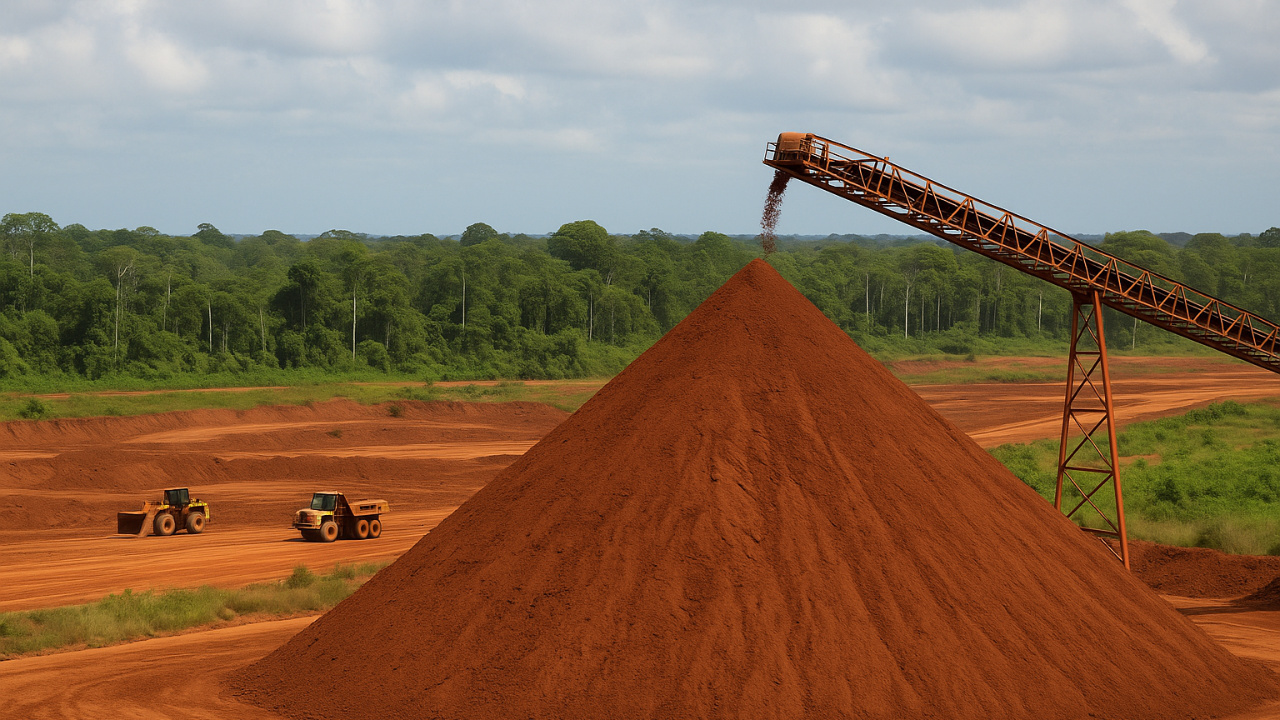 Jazida de bauxita no Pará: Projeto Novas Minas e impulsiona o desenvolvimento econômico com investimentos da Mineração Rio do Norte.