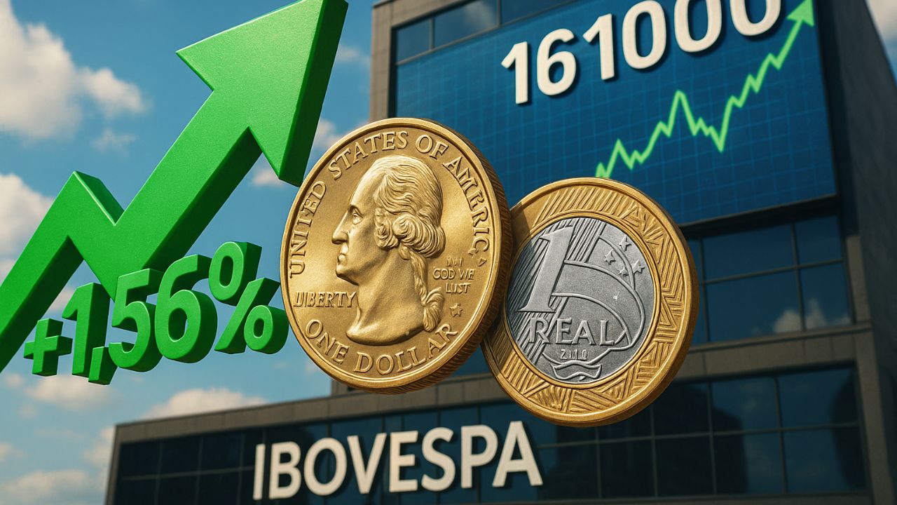 Bolsa bate 161 mil pontos pela 1ª vez com alta de 1,56%, dólar cai 0,57% e apostas de corte de 25 pontos-base pelo Fed impulsionam Ibovespa em dia de fortes destaques corporativos