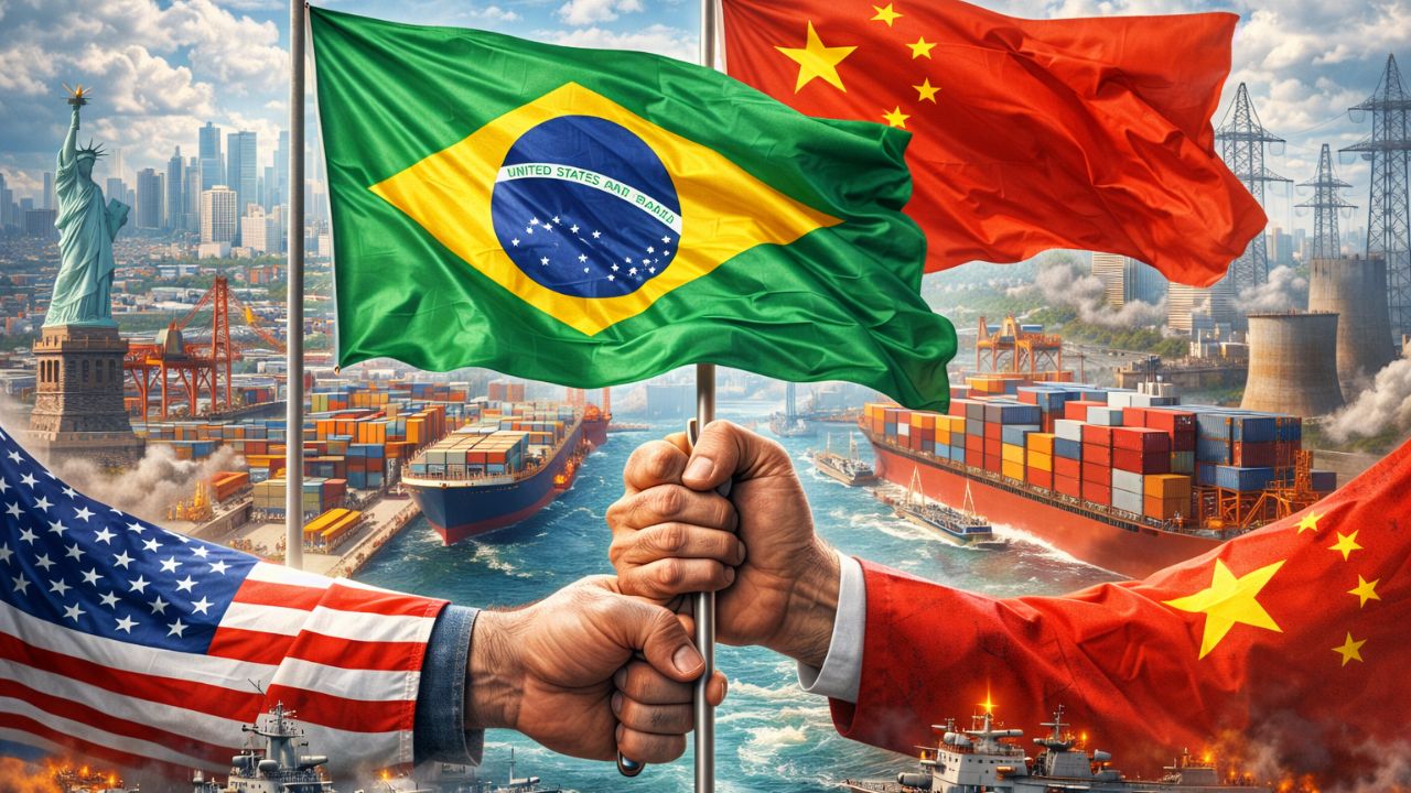 Brasil tenta manter neutralidade entre Estados Unidos e China, amplia dependência comercial, recebe bilhões em investimentos chineses, arrisca soberania sobre portos e energia