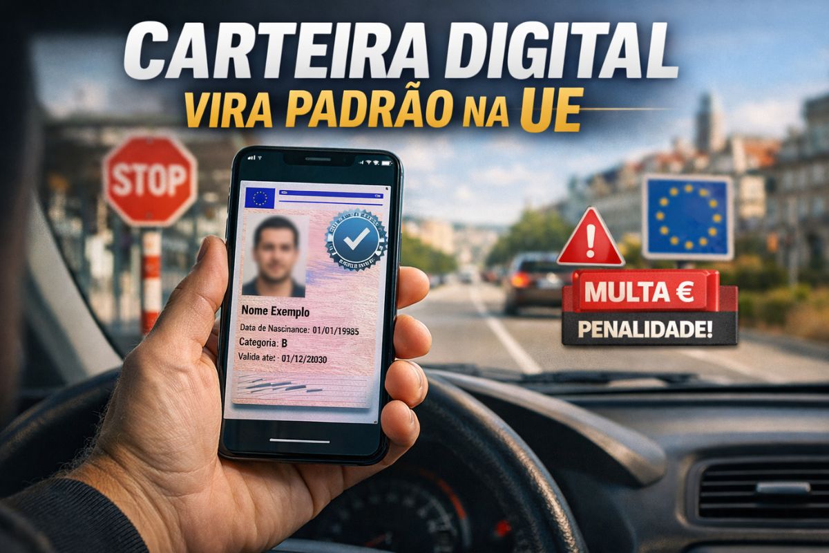 Brasileiros em Portugal encaram novas regras da carteira de motorista da União Europeia, com carta digital no telemóvel e chance de dirigir aos 17 anos.