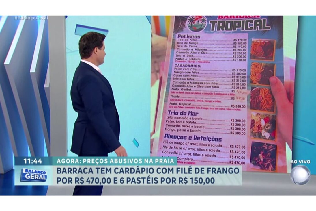 ¿Ya has visto un menú de playa con precios como este en Porto de Galinhas y, si lo viste, la fiscalización alcanzó a los ambulantes que vendían pastel en la arena?