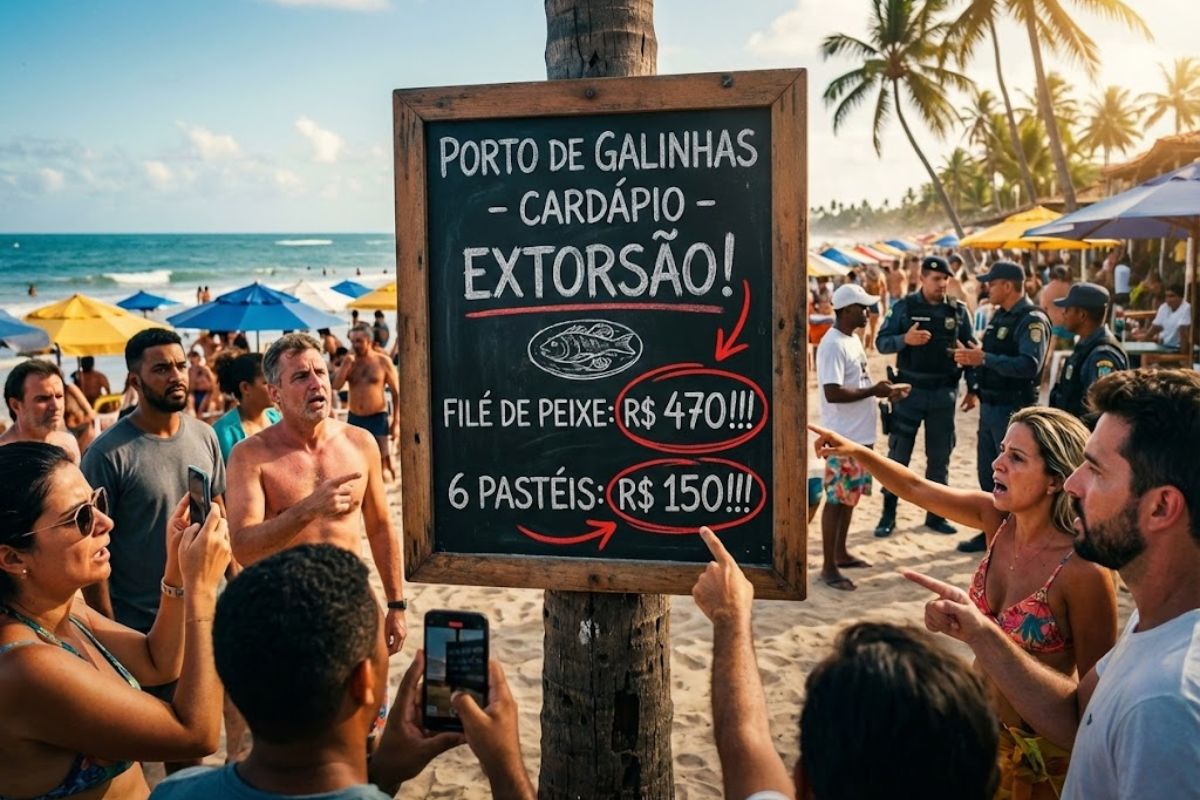 Você já viu um cardápio de praia com preços como esse em Porto de Galinhas e, se viu, a fiscalização alcançou os ambulantes que vendiam pastel na areia?