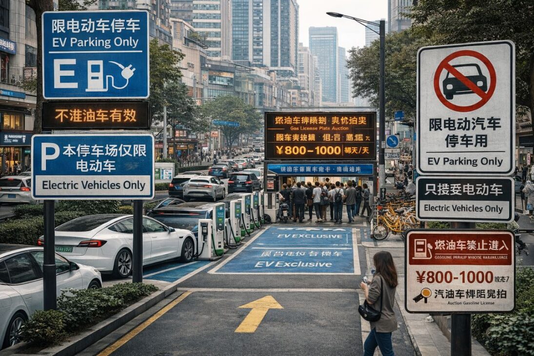 Coche eléctrico crece con restricciones a vehículos de combustión, subsidios para coches eléctricos y ventas de coches eléctricos en China, Europa y Estados Unidos.