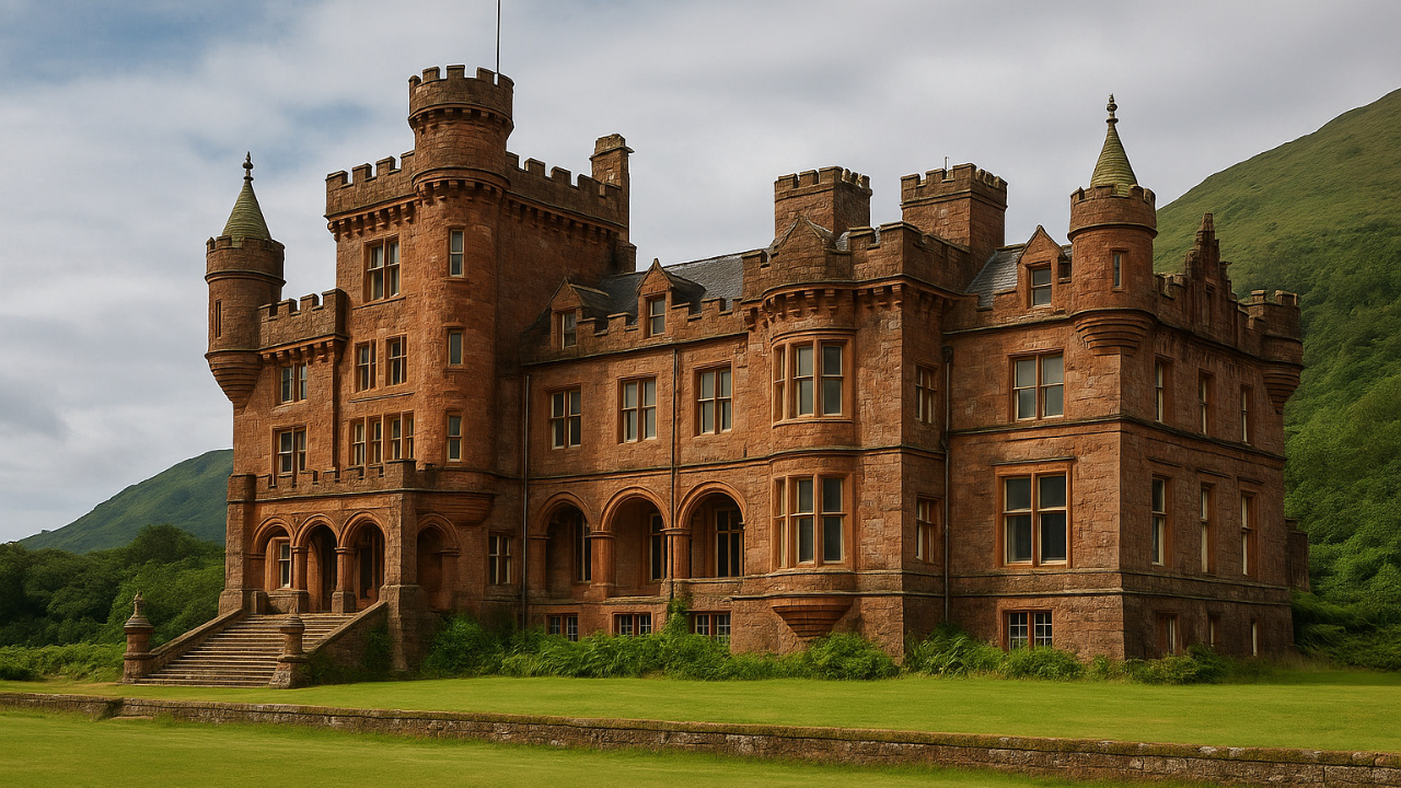Kinloch Castle, castelo à venda na Ilha de Rùm, é colocado no mercado na Escócia por valores acima de £750 mil.