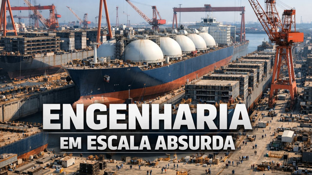 China constrói nove megacontêineres movidos a gás natural perto de Xangai, navios de 400 metros levam 23 mil contêineres, reduzem emissões, revolucionam transporte