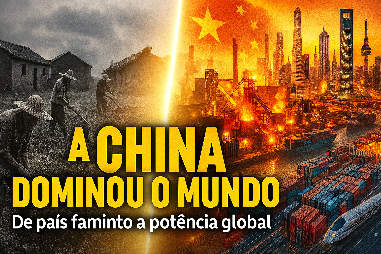 De país rural marcado por fome generalizada a maior potência industrial da história: com mais de 50% da produção mundial em setores estratégicos, a China saiu da miséria e passou a comandar aço, energia, portos, baterias e o comércio global