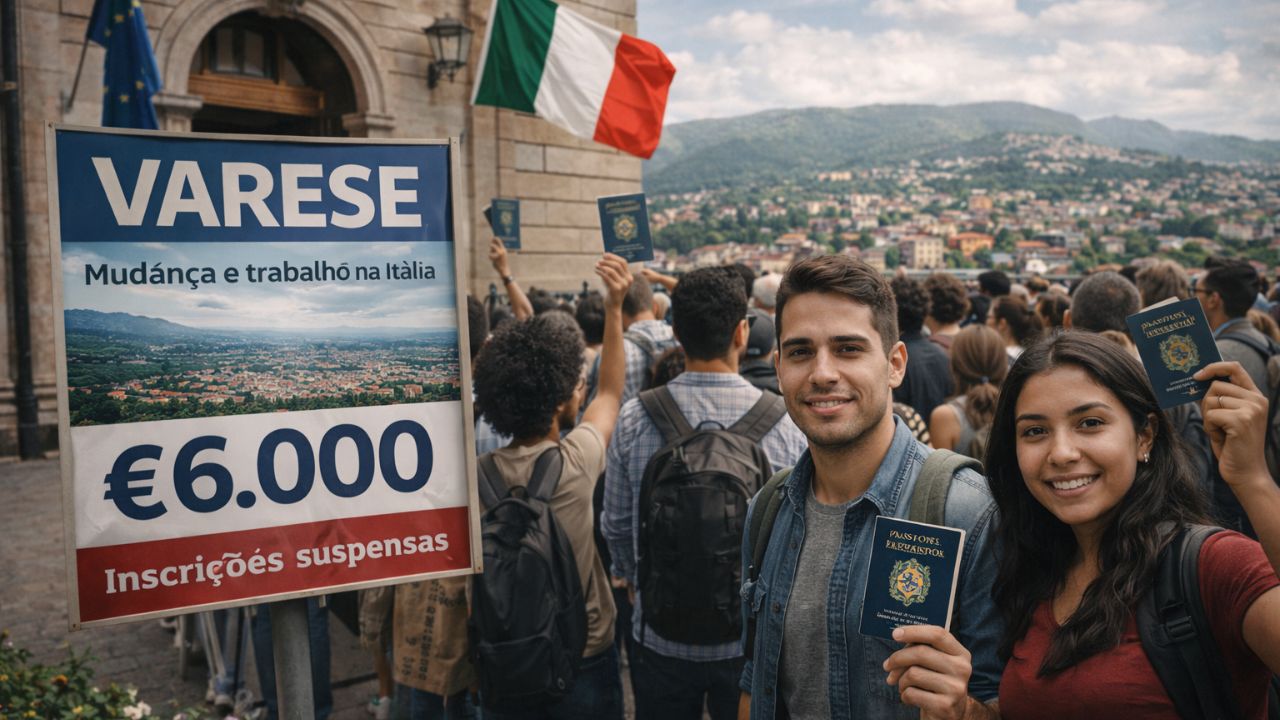 Cidade italiana de Varese atrai jovens oferecendo 6.000 euros para morar e trabalhar, mas procura explode, inscrições são suspensas e brasileiros lideram buscas por vagas e nova vida