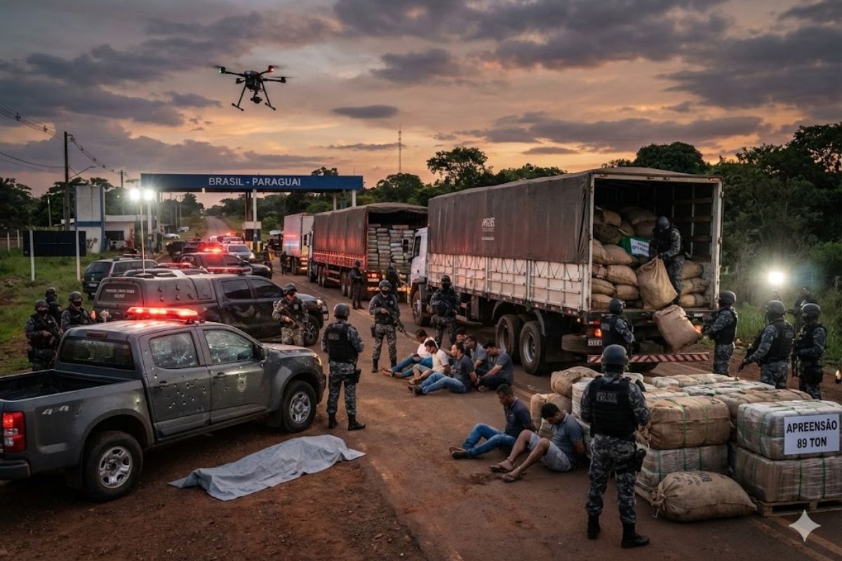 Megaoperação nas rodovias do Paraguai apreende maconha e expõe a fronteira do Paraná como rota do tráfico internacional para megacidades brasileiras.