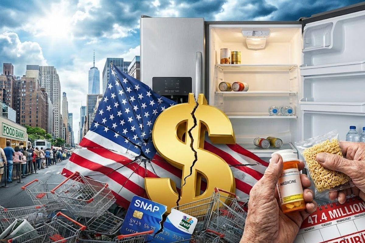 Nos Estados Unidos, 47,4 milhões vivem com insegurança alimentar, fome e geladeiras quase vazias, contando cada refeição em um país onde a refeição ainda é incerteza diária.