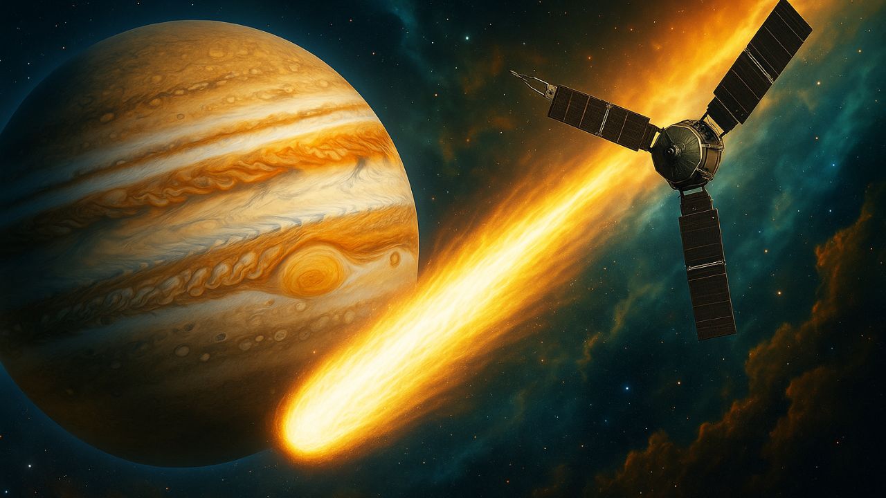 Cometa interestelar 3I/Atlas muda rota, vai atravessar Júpiter em 2026, será arremessado para fora do sistema solar rumo a Gêmeos e observado de perto pela sonda Juno
