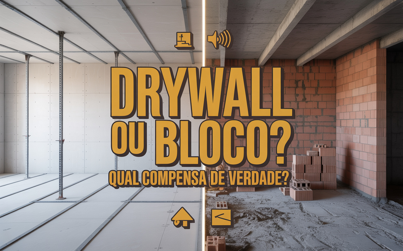 Drywall ou alvenaria de bloco: qual sistema realmente sai mais barato, dá menos dor de cabeça na obra e oferece melhor desempenho térmico e acústico?