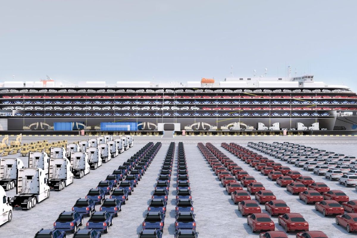 Conheça os navios Ro-Ro gigantes que levam veículos e cargas em conveses móveis, com ventilação reforçada e segurança máxima em cada travessia oceânica.