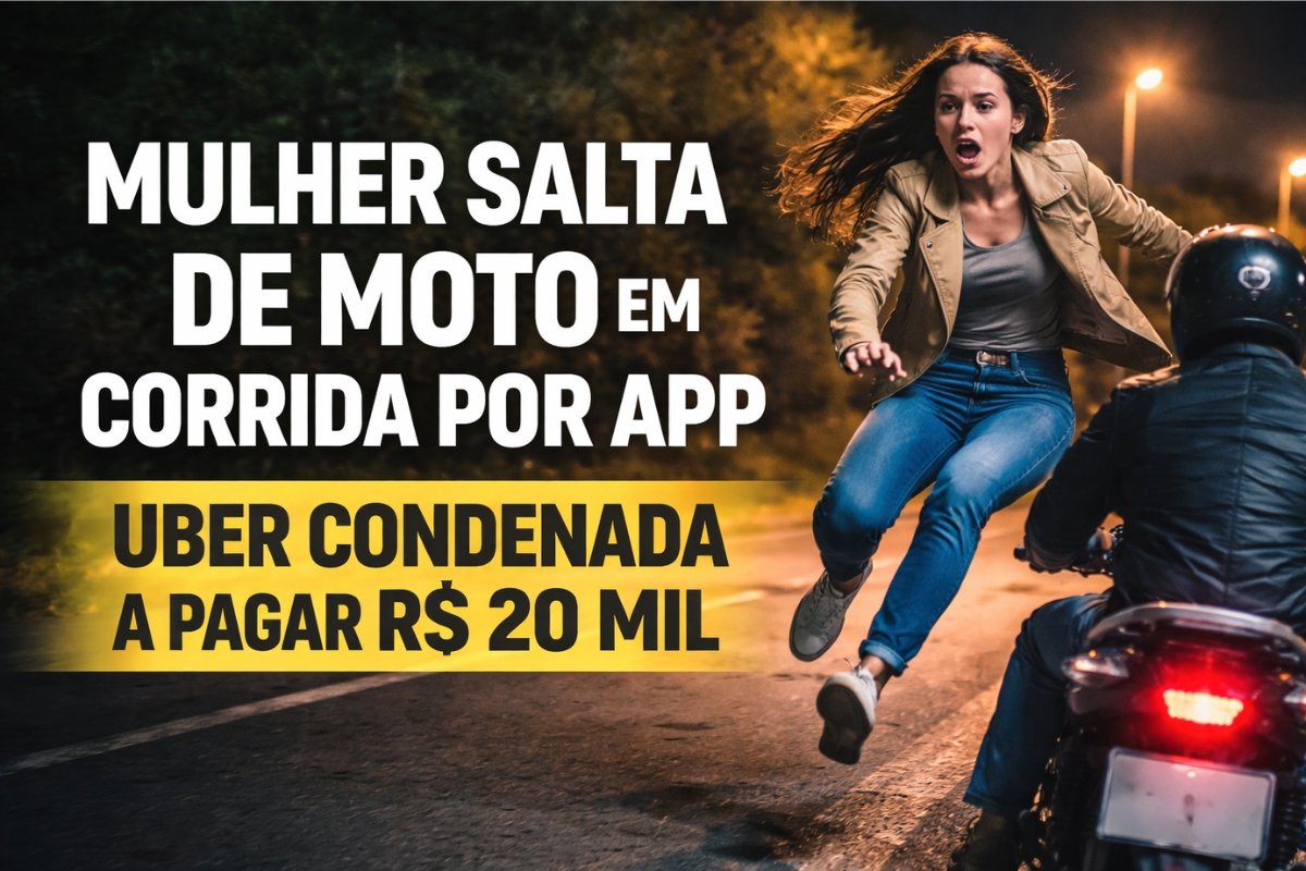 Uber é condenada a pagar R$ 20 mil após passageira se jogar de moto em movimento; tribunal aplicou protocolo do CNJ com perspectiva de gênero